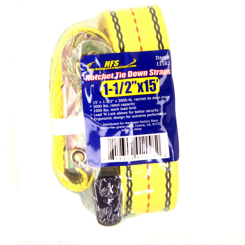 4Pcs 1.5" x 15 Ft. Heavy Duty Ratchet Cargo Tie Down Straps 3000 Lbs J-Hooks