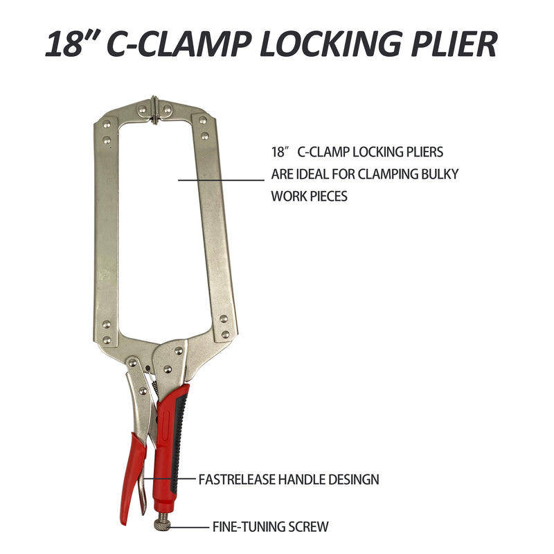 Original C Clamp, Locking, Swivel Pad Tip, 18-Inch (22)