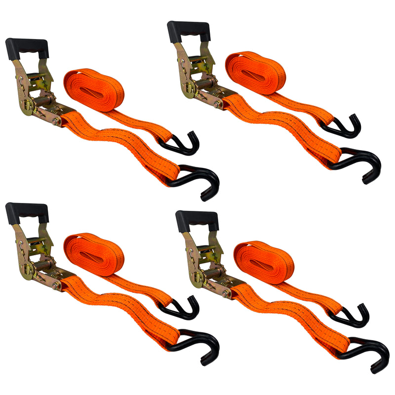 4PC 1-1/2"x15 ft Heavy Duty Ratchet Cargo Tie Down Straps 3000lbs J-Hooks