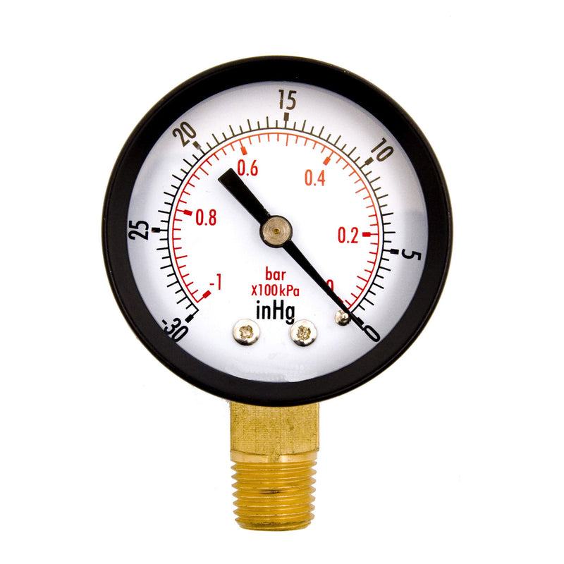 Hardware Factory Store Inc - Vacuum Pressure Gauges 0 To -30Hg - Dry 2" Dial - 1/4" Npt