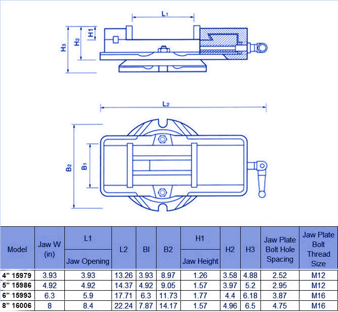 Milling Machine Lockdown Vise -Swiveling Base - Hardened Metal - CNC Vise