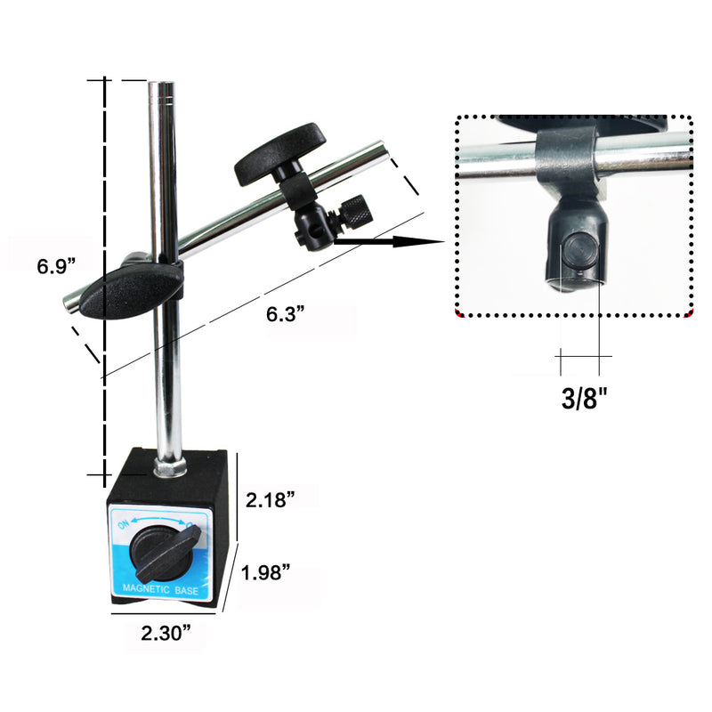 Magnetic Base Stand 135lbs/60kg Max Pull Clamping Hole Diameter 3/8"