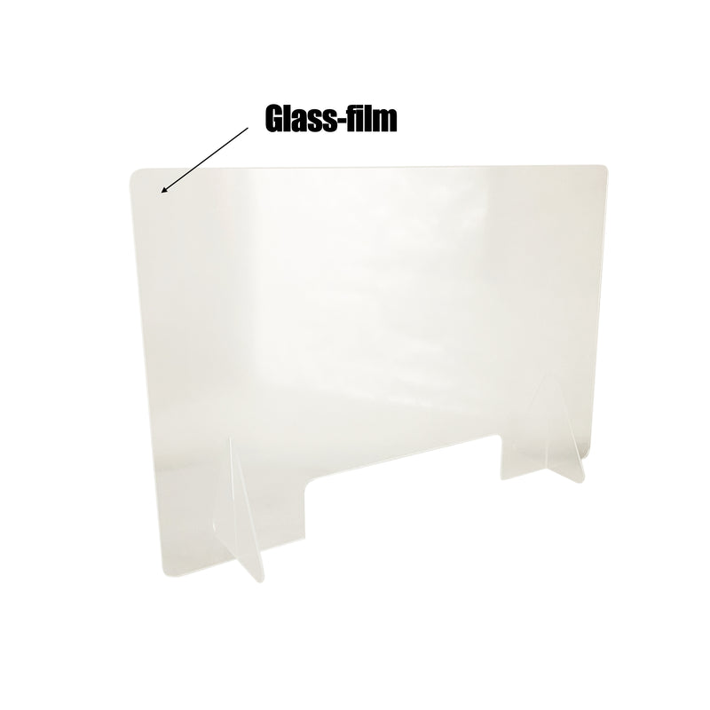 Sneeze Guard with Transaction Window, 30in x 24in Protective Freestanding Shield for Offices and Stores