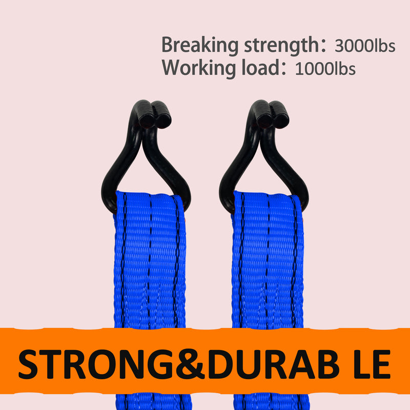 4PC 1-1/2"X 15ft Heavy Duty Ratchet Cargo Tie Down Straps 3000lbs J-Hooks