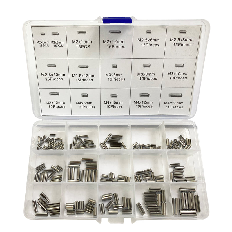 200Pcs M2 M2.5 M3 M4 Slotted Spring Pin Assortment Kit, 304 Stainless Steel