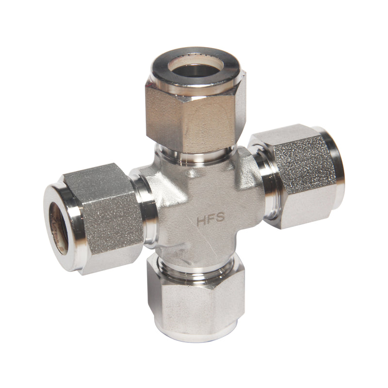 Compression Tube Fitting 4 Way Cross 1/2" Tube OD Stainless Steel 316