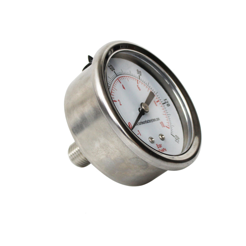 Dual Scale Pressure Gauge 2.5",  -30 HG-150 PSI, 1/4" MNPT Thread