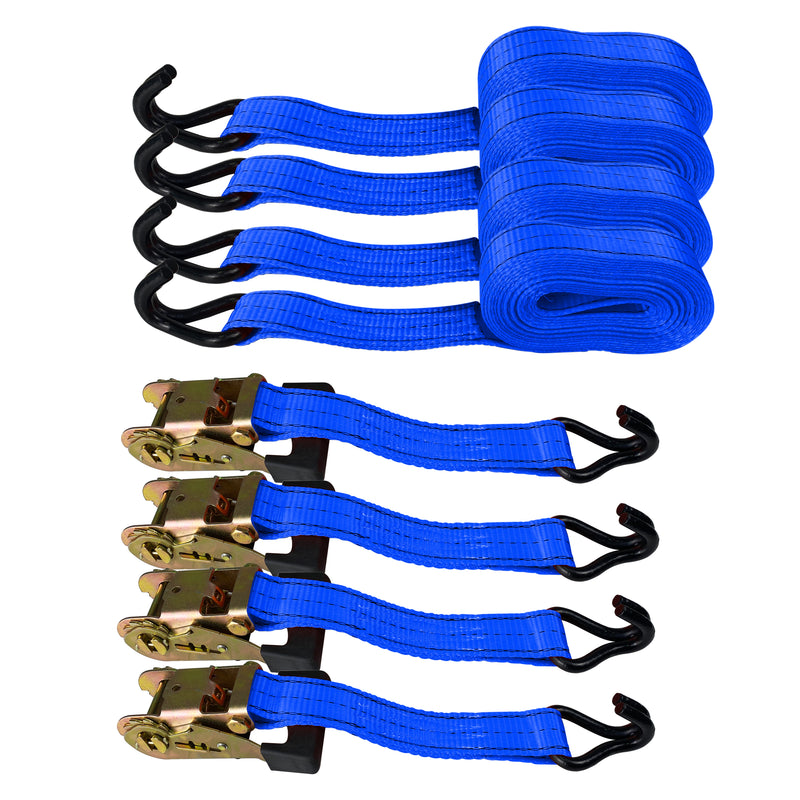 4PC 1-1/2"X 15ft Heavy Duty Ratchet Cargo Tie Down Straps 3000lbs J-Hooks