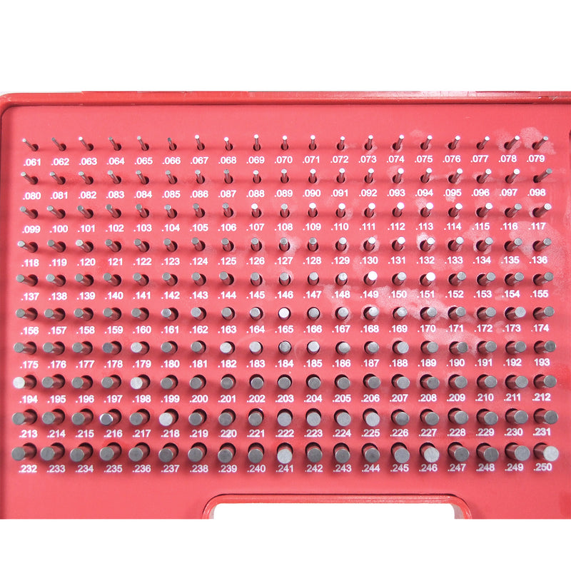 Steel Pin Gage Set Minus- 190pcs M1 .061-.250"