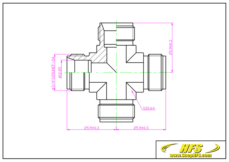 Compression Tube Fitting 4 Way Cross 1/2" Tube OD Stainless Steel 316