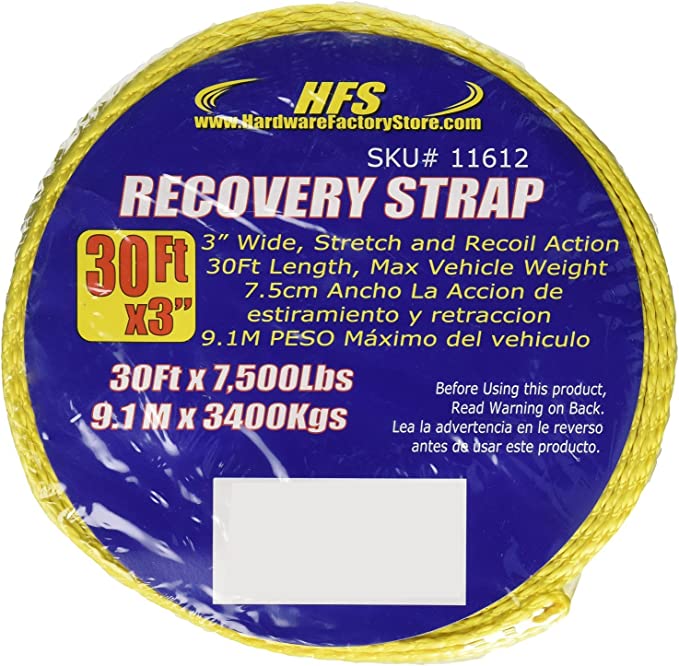 3 Inch, 30Ft Tow Strap, 30,000 Pound Capacity with Reusable Storage Strap