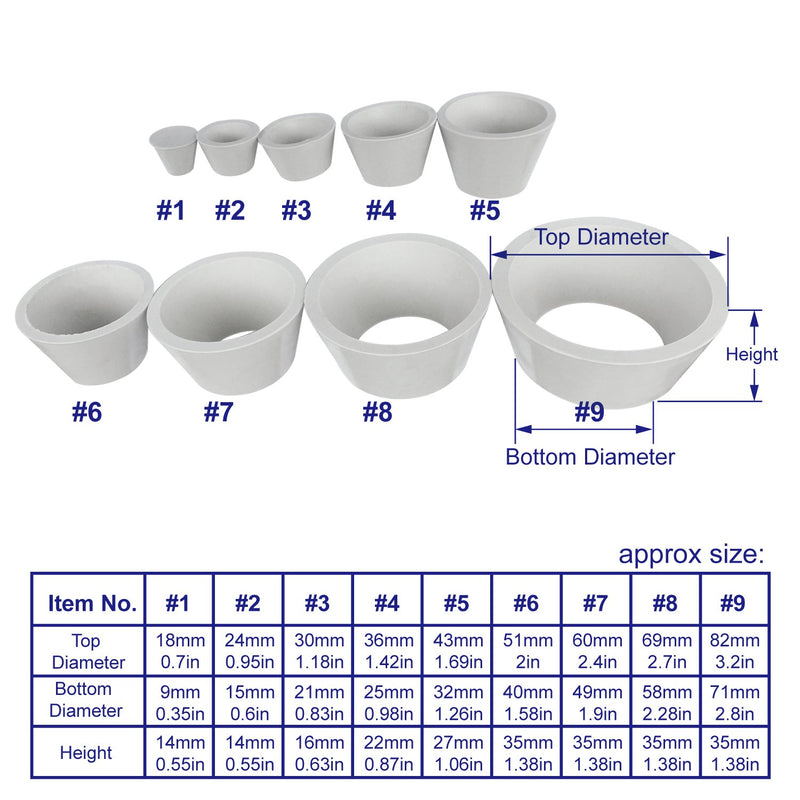 Rubber Filter Adapter Cones Set, Buchner Funnel Flask Adapter Set,9PCS