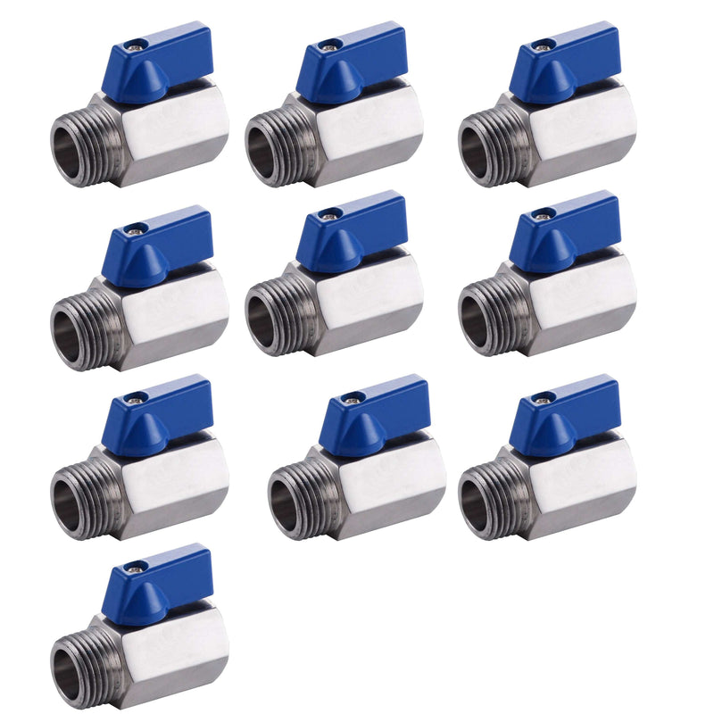 10 PCS PACKAGE 1/4" NPT Ball Valve - Stainless Steel 304 - Male x Female