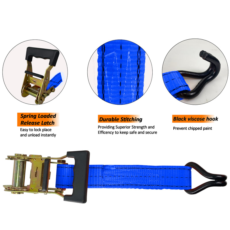 4PC 1-1/2"X 15ft Heavy Duty Ratchet Cargo Tie Down Straps 3000lbs J-Hooks