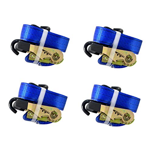 4PC 1-1/2"X 15ft Heavy Duty Ratchet Cargo Tie Down Straps 3000lbs J-Hooks