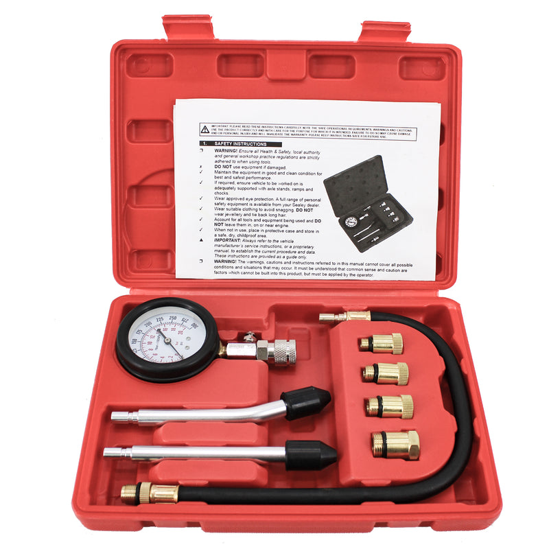 8pc Petrol Engine Cylinder Compression Test Tester Kit Automotive Tool