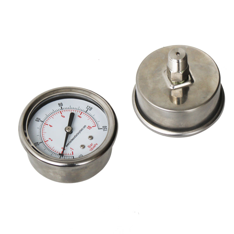 Dual Scale Pressure Gauge 2.5",  -30 HG-150 PSI, 1/4" MNPT Thread