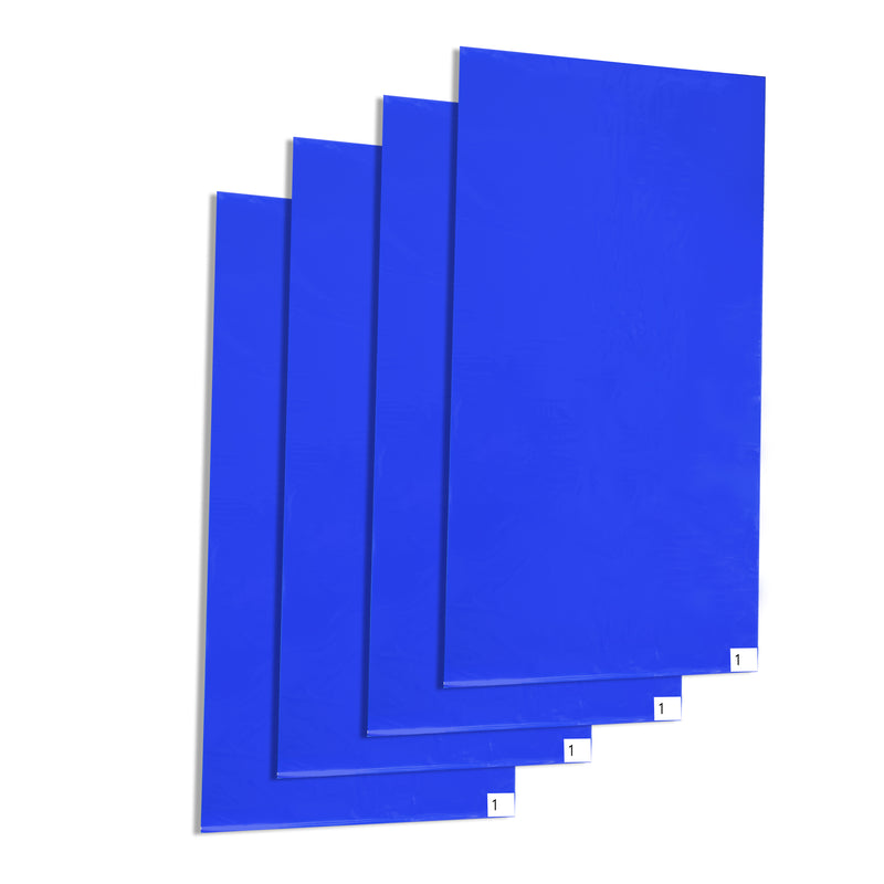 4 Mats of 30 Sheets Blue Adhesive Mat 18" x 36" for Cleanroom, Laboratory, Hospital, 4 Mats/Box