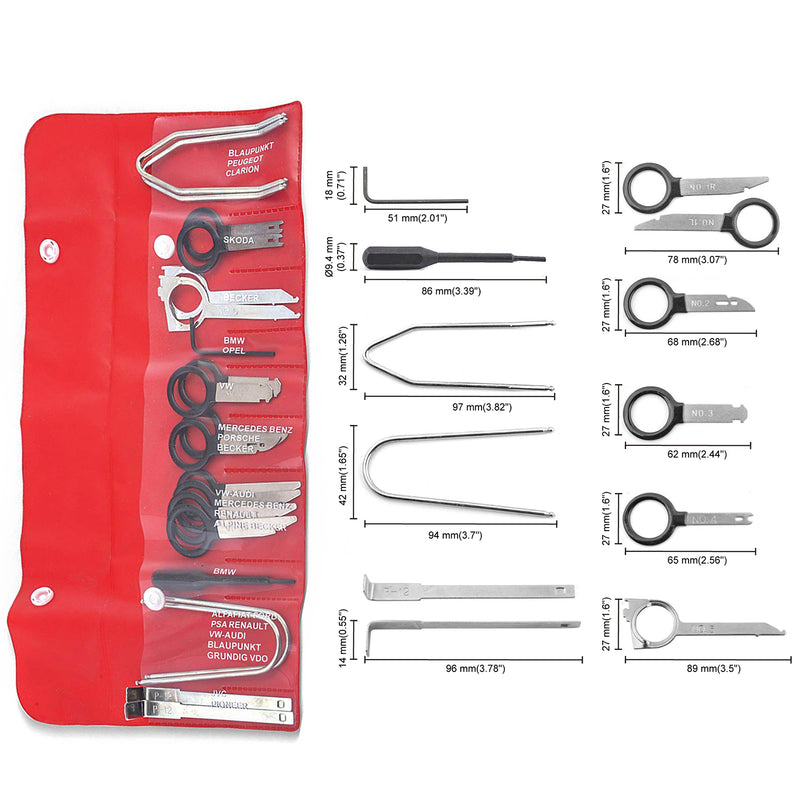 Professional Tooling Radio Removal Tool Kit Removal Keys Stereo Removal Tool Kit 20PCS