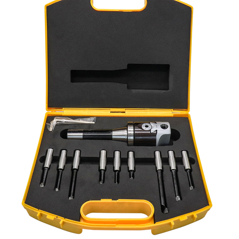 9Pc Set 2" Boring Head R8 Shank 1/2" Carbide Bar Set Bridgeport Milling
