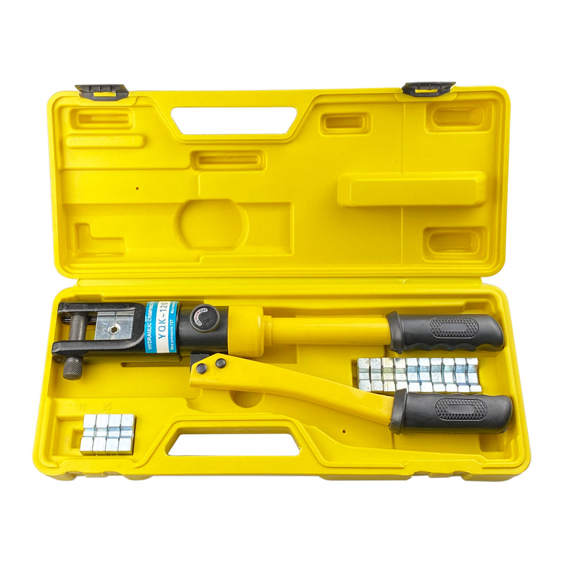 12 Ton Hydraulic Wire Terminal Crimper Battery Cable Lug Crimping Tool W/ dies