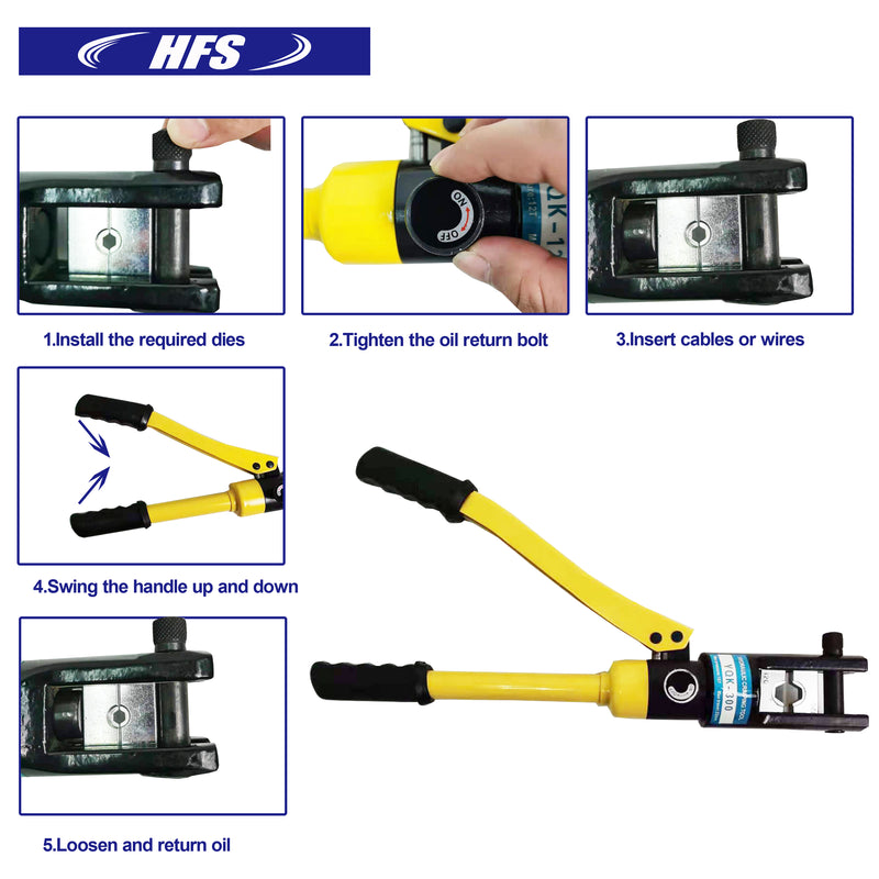 16 Ton Hydraulic Wire Terminal Crimper Battery Cable Lug Crimping Tool