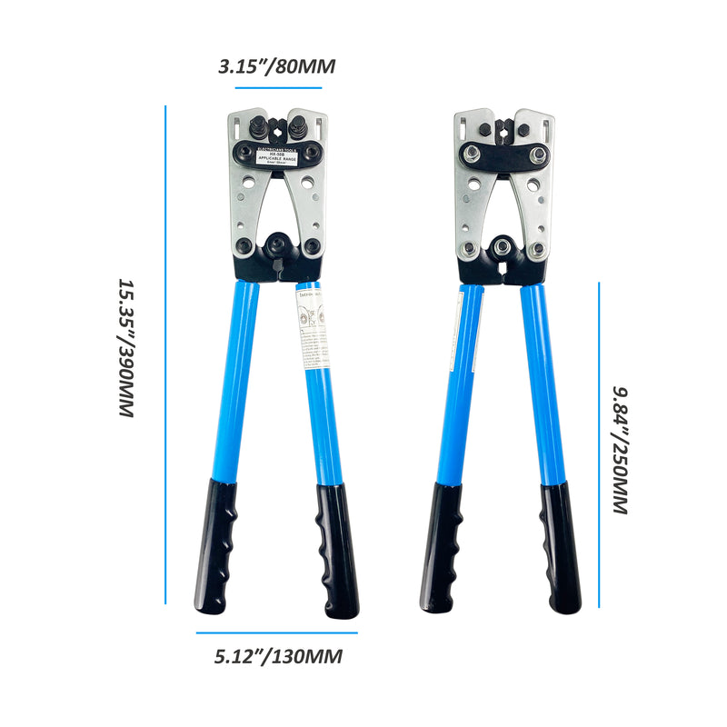 Wire Terminal Crimping Tool Cable Lug Crimper Electrician Connector Hand Plier (10, 8, 6, 4, 2, 1/0 AWG Settings)