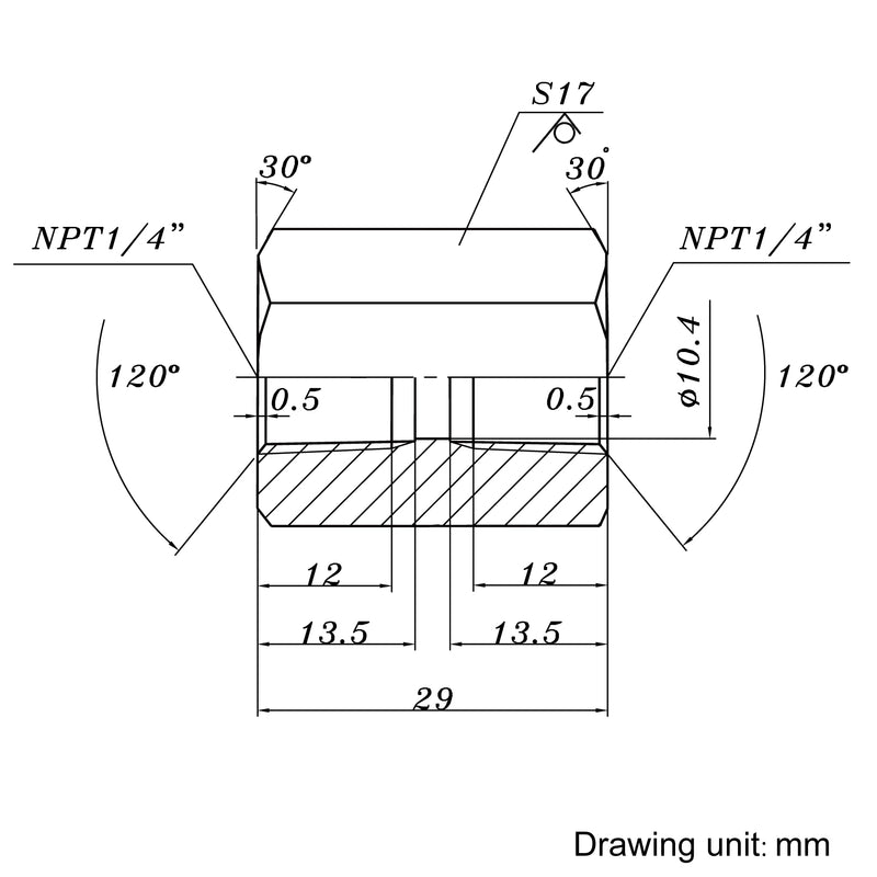 Hex Coupling Female NPT x Female NPT Stainless Steel 304