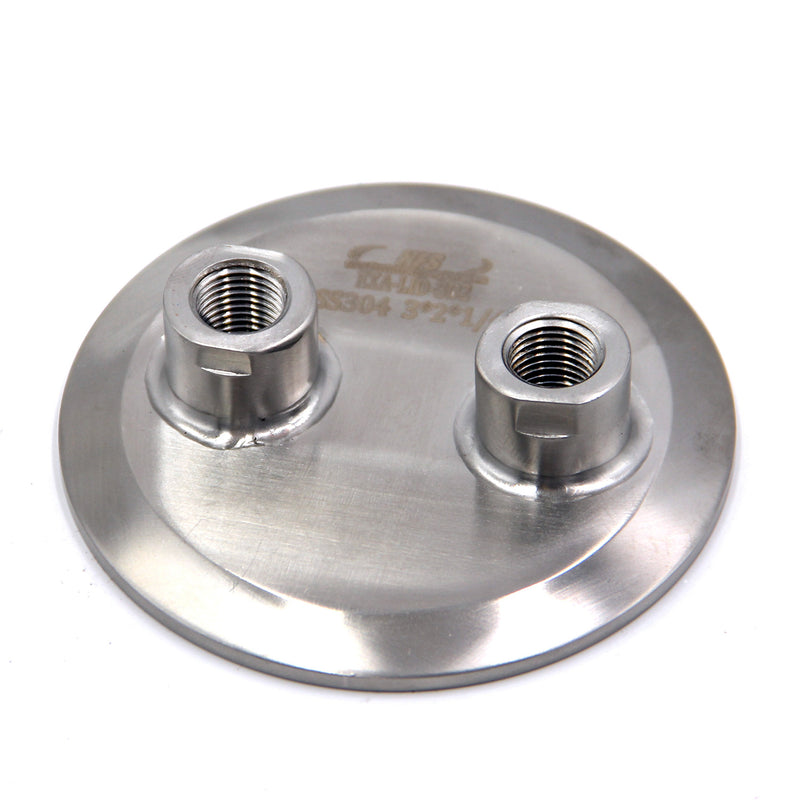 Spool Lid Tri Clamp 3" w/ (2) 1/4" FNPT