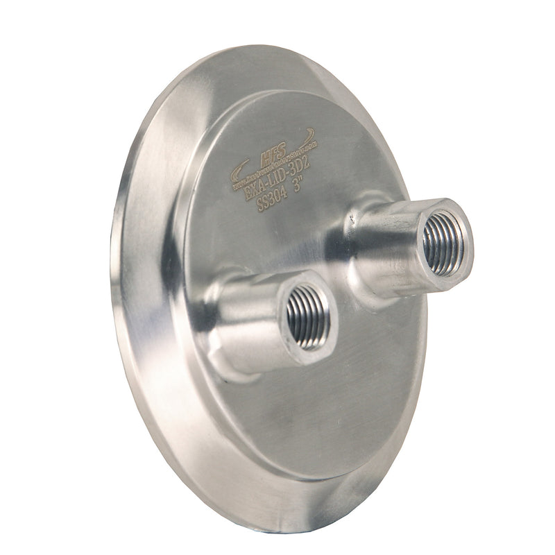 Spool Lid Tri Clamp 3" w/ (2) 1/4" FNPT