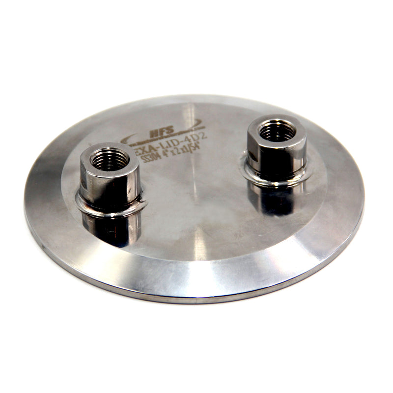 Spool cover Lid Tri Clamp 4" w/ (2) 1/2" FNPT
