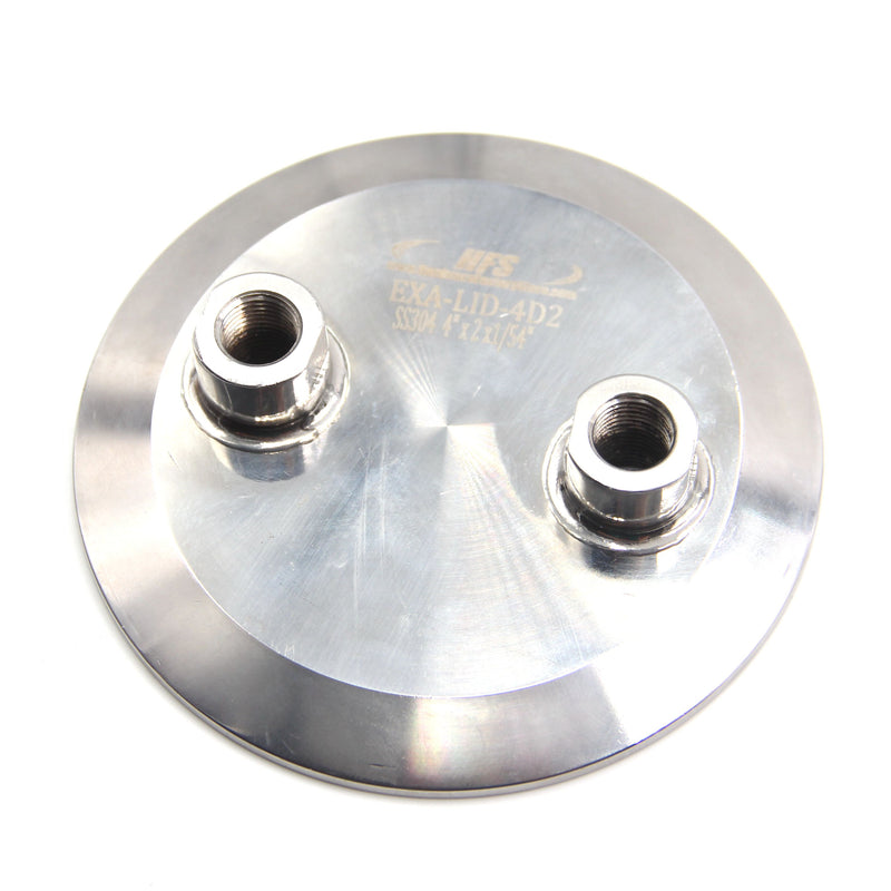 Spool cover Lid Tri Clamp 4" w/ (2) 1/2" FNPT