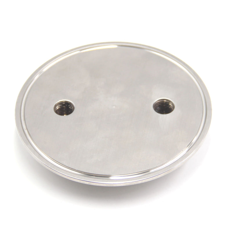Spool cover Lid Tri Clamp 4" w/ (2) 1/2" FNPT