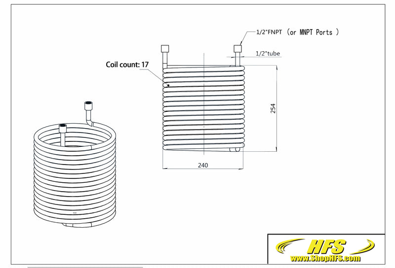 1/2" MNPT Single Condensing Coil Stainless Steel 304