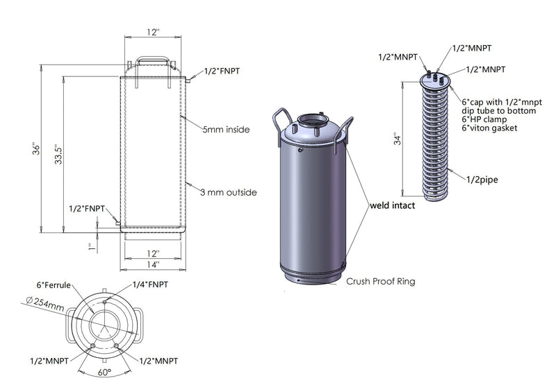 65 L, (75 lbs. Refrigerant), Jacketed Storage Vessel With Condenser