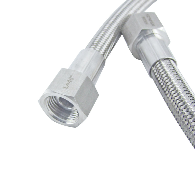 1/2" Female NPT Stainless Braided Hoses, w/ PTFE Liner, - 300PSI