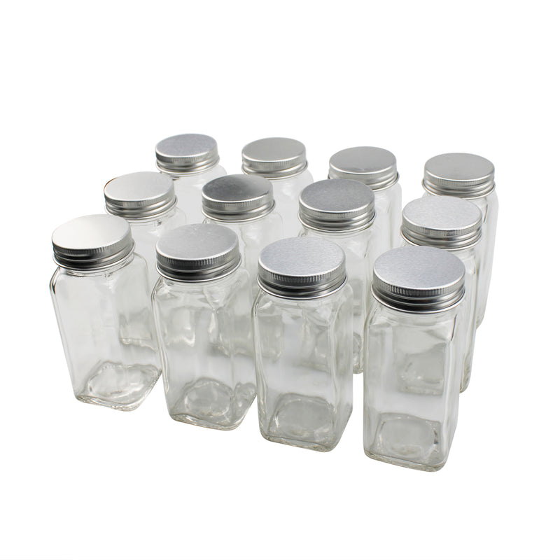 12-Pack 4 Ounce Square Spice Bottles w/label