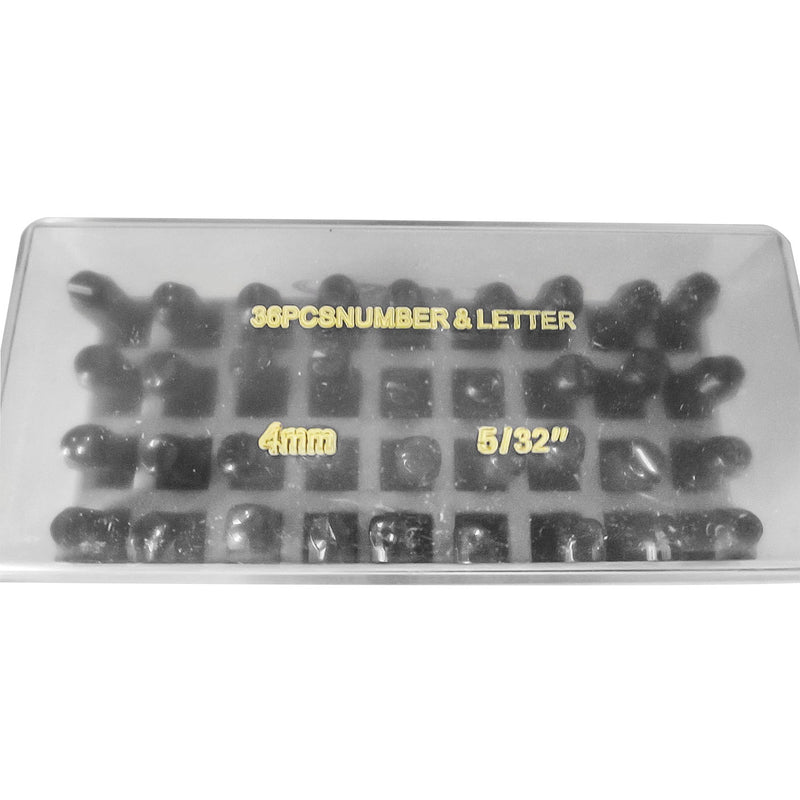 Number & Capital Letter Punch Set 36 Pc, 5/32" - 4MM, Transfer Punches