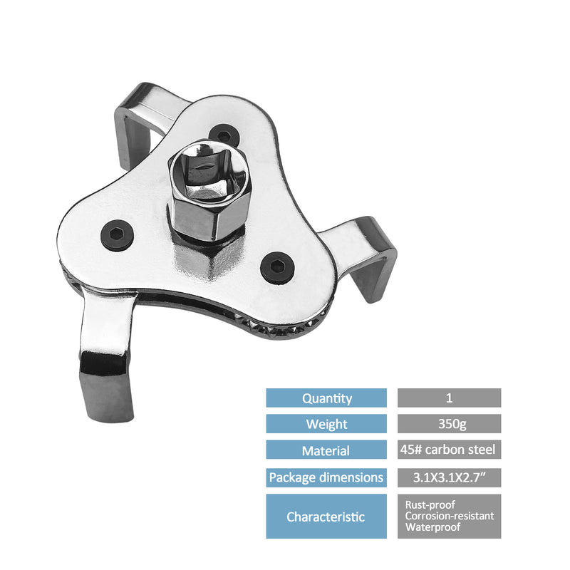 Universal Adjustable Oil Filter Wrench From 2-1/2 inch to 4.5 inch Oil Filter Wrench Tool Set With 3 Jaw