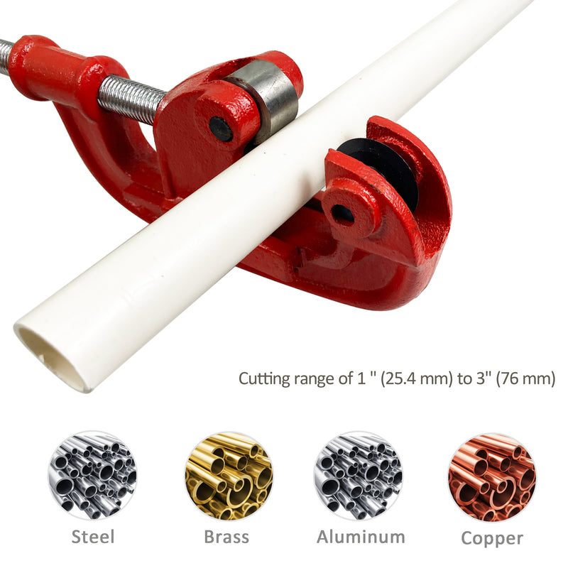 Heavy Duty Pipe Cutter, 1-inch to 3-inch Steel Pipe Cutter