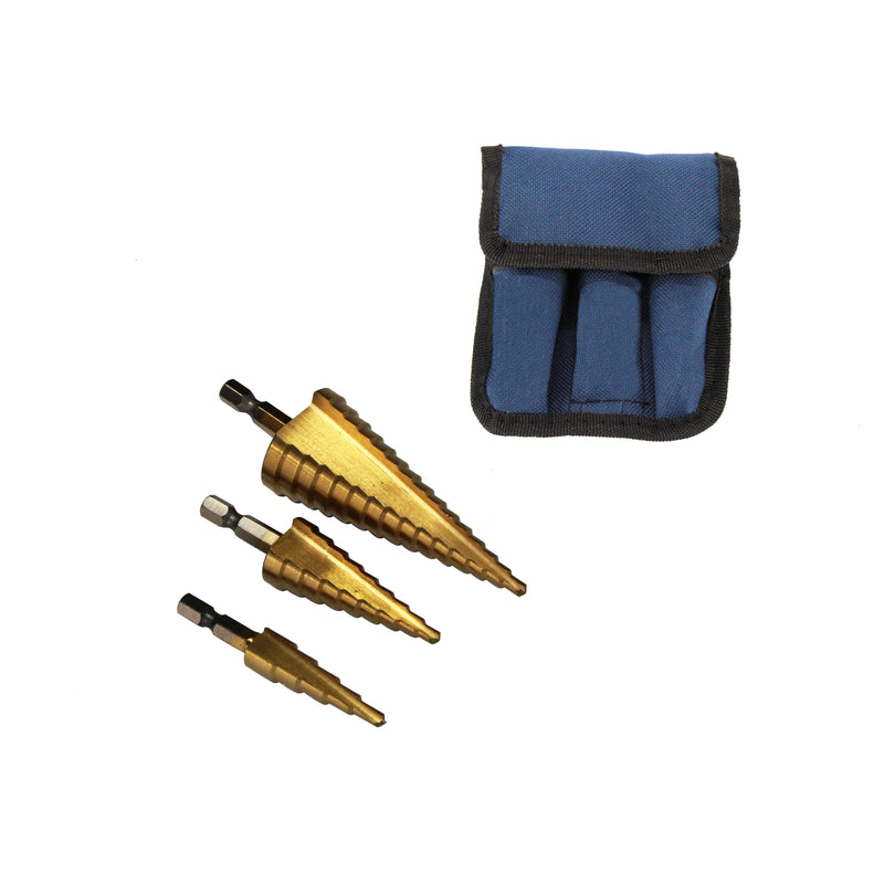3PCS HSS Step Bits, High Speed Steel Step Drill Bits Set (4-12mm, 4-20mm and 4-32 mm) Cone Drill Bits Hole Cutter for Wood, Stainless Steel, Sheet Metal