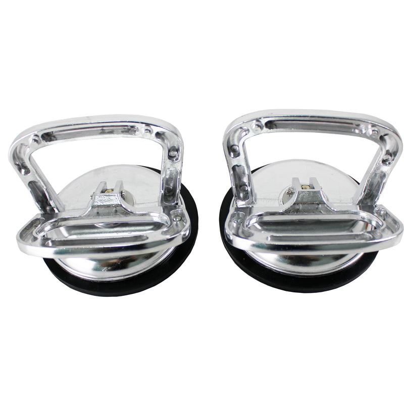 2 Pack Aluminium Vacuum Heavy Duty Suction Cup Lifter 121 LBS Horizontal Suction Power 88 LBS Vertical Suction Power for Glass Window Tiles Mirror Granite Double Handle Locking, Single Plate