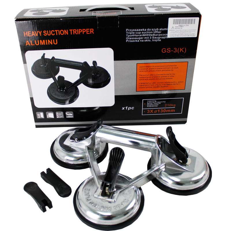Heavy Duty Aluminum Three Handle Suction Cup Plate Professional Glass Puller Lifter Gripper 340lbs