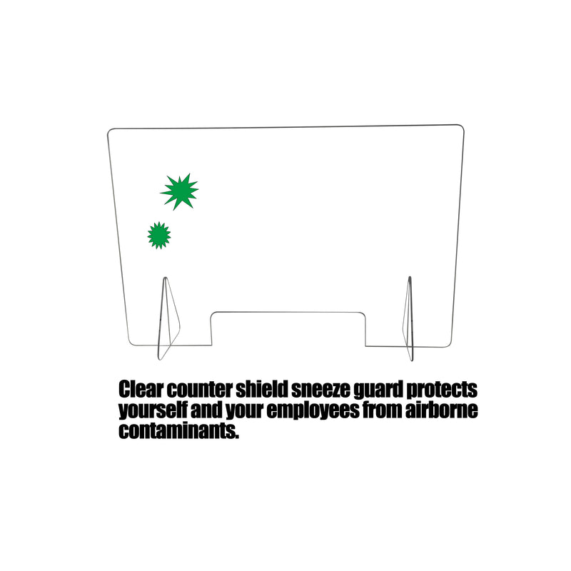 Sneeze Guard with Transaction Window, 30in x 24in Protective Freestanding Shield for Offices and Stores