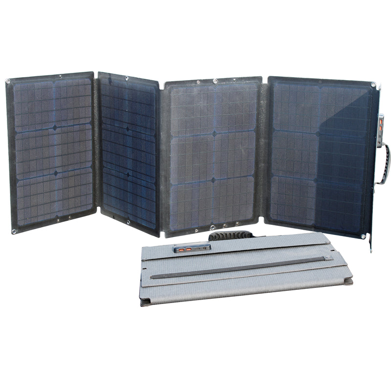 120W Portable Foldable Solar Panel Charger for Power Station Generator with Dual USB Ports & 18V DC Output for RV Boat Laptop Tablet Camera Lamp