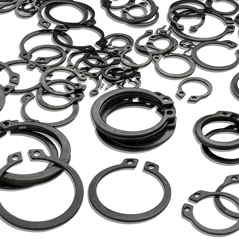 Snap Ring Assortment, 300 Count | 18 Sizes (1/8" - 1-1/4") | Hardened Steel
