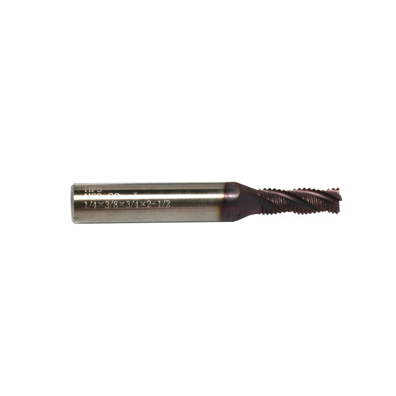 Standard Tooth M42 8% Cobalt Tialn Roughing End Mill 1/4" * 3/8" * 3/4" * 2-1/2", 4 Flute