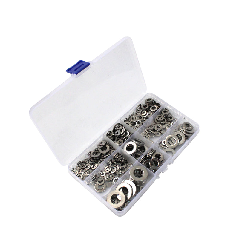 700 PCS 304 Stainless Steel Flat Washer Assortment Set - 9 Sizes Included: M2 M2.5 M3 M4 M5 M6 M8 M10