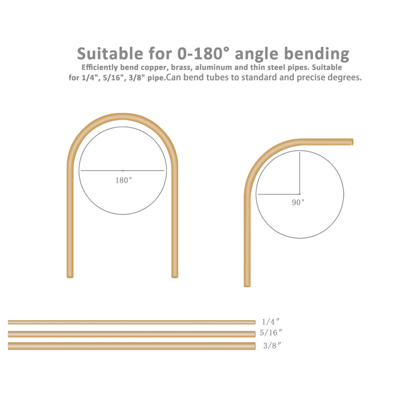 Tube Bender 0-180 Degrees Pipe Bender for 1/4, 5/16 and 3/8 IN Copper