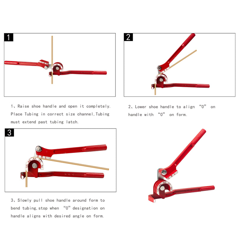 Tube Bender 0-180 Degrees Pipe Bender for 1/4, 5/16 and 3/8 IN Copper
